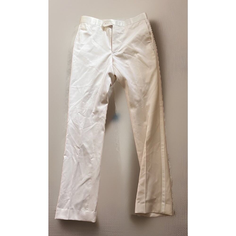 Indochino Ivory Tuxedo Pants Mens 27x29 Slim Satin Stripe Wedding Formal NWT